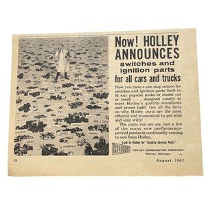 Holley Carburetor Print Ad Vintage 1963 Ignition Switches Auto Parts Repair